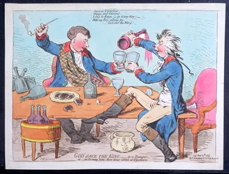 Gott schütze den König - in einem Becher, oder Eine Abendszene dreimal die Woche in Wimbleton, veröffentlicht von Hannah Humphrey im Jahr 1795